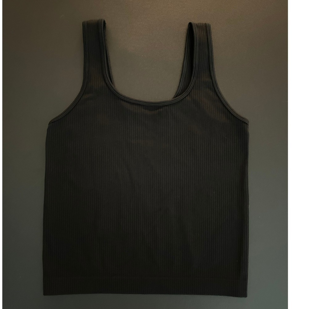 A New Day Womens Black Ribbed Tank Top Scoop Neck Seamless Camisole Large 1437 - Picture 2 of 6